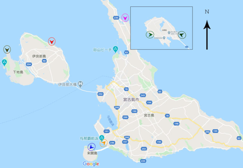 宮古島と伊良部島map
