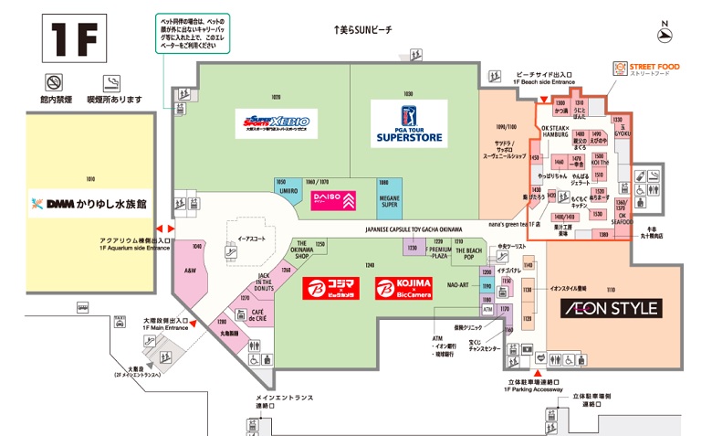 新しいショッピングモールイーアス沖縄豊崎の平面図